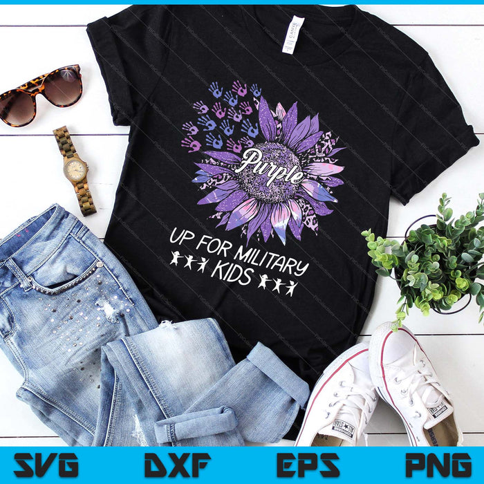 Purple Up For Military Kids Sunflower Military Child Month SVG PNG Digital Printable Files