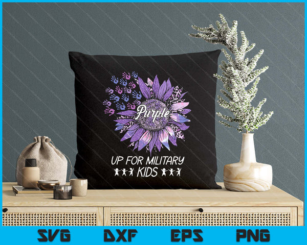 Purple Up For Military Kids Sunflower Military Child Month SVG PNG Digital Printable Files