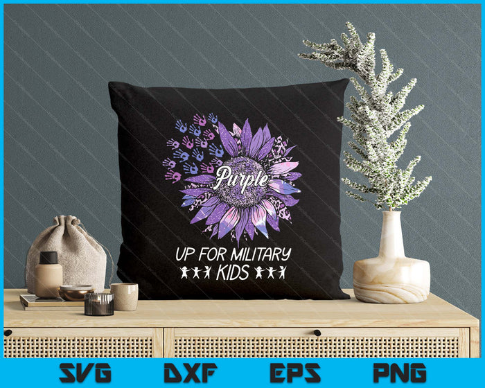 Purple Up For Military Kids Sunflower Military Child Month SVG PNG Digital Printable Files