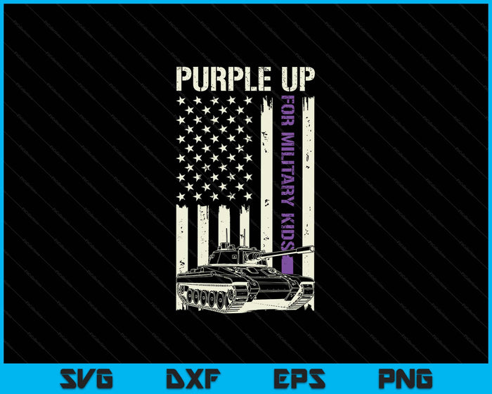 Purple Up For Military Kids Usa Flag Military Child Month SVG PNG Digital Printable Files