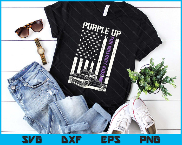 Purple Up For Military Kids Usa Flag Military Child Month SVG PNG Digital Printable Files