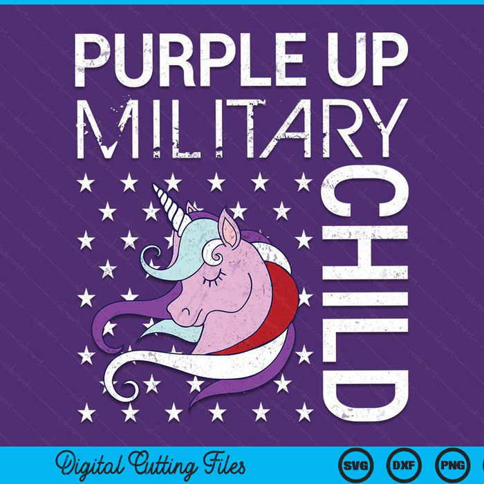 Purple up military child purple-up unicorn awareness month SVG cut file