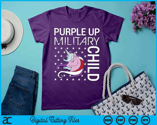 Purple Up militair kind Purple-Up Unicorn Awareness Month SVG PNG digitale snijbestanden