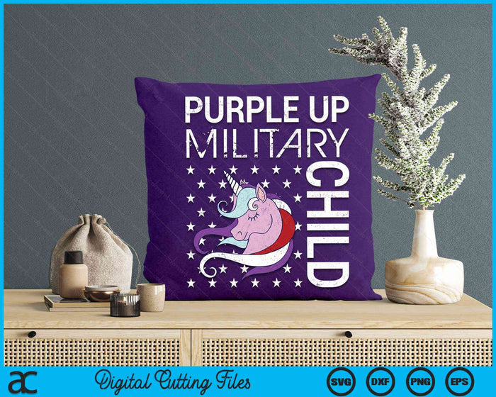 Purple Up Military Child Purple-Up Unicorn Awareness Month SVG PNG Digital Cutting Files