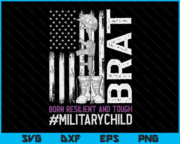 Paarse militaire kinderen militaire kind maand Amerikaanse vlag BRAT SVG PNG digitale snijbestanden