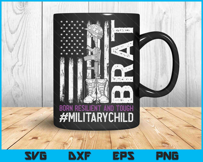 Paarse militaire kinderen militaire kind maand Amerikaanse vlag BRAT SVG PNG digitale snijbestanden