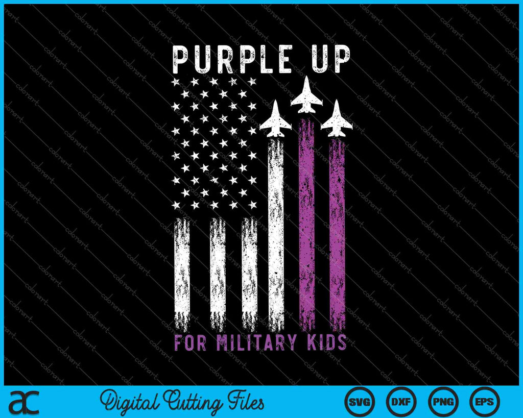 Purple Up Military Child US Flag Air Force SVG PNG Files – creativeusarts