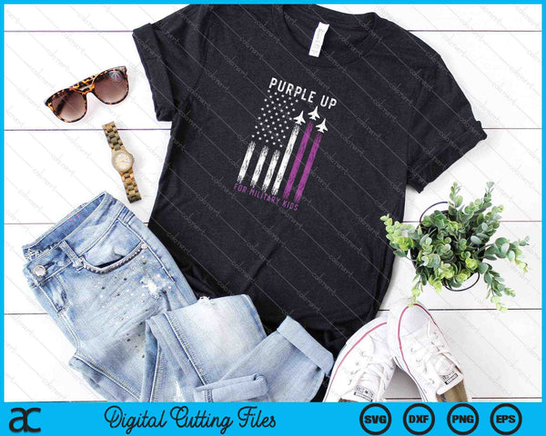 Purple Up Military Child US Flag Air Force SVG PNG Cutting Printable Files - on a t-shirt