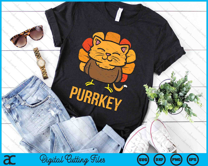 Purrkey Turkey Cat Kitten Funny Thanksgiving Cat Owner Lover SVG PNG Digital Printable Files