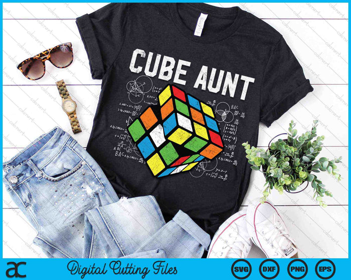 Puzzel kubus tante Speed ​​Cubing 80's jeugd Vintage wiskunde SVG PNG digitale snijbestanden
