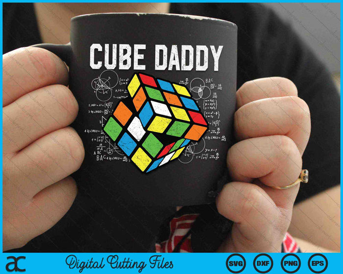 Puzzelkubus Daddy Speed ​​Cubing 80's Jeugd Vintage Math SVG PNG Digitale Snijbestanden