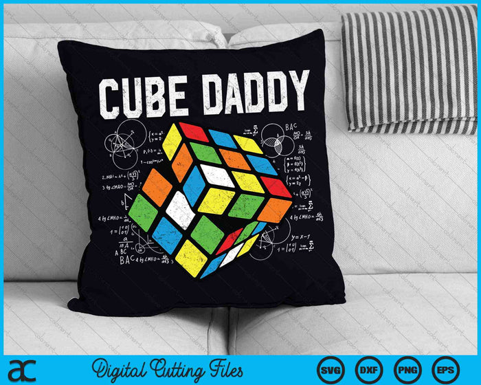 Puzzle Cube Daddy Speed Cubing 80's Youth Vintage Math SVG PNG Digital Cutting Files