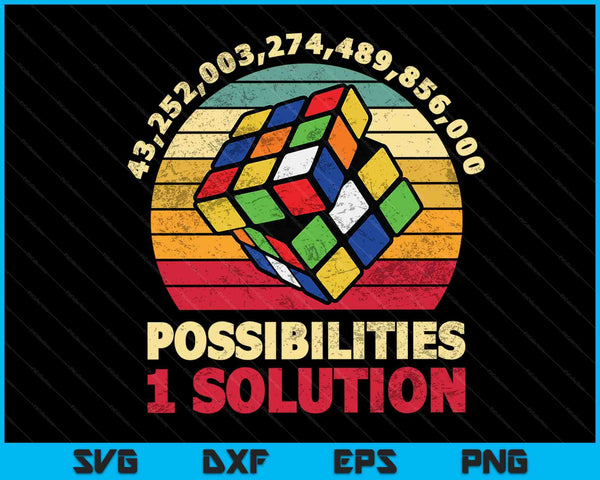 Puzzelkubus grappig één oplossing Speed ​​Cubing Retro Math SVG PNG digitale snijbestanden