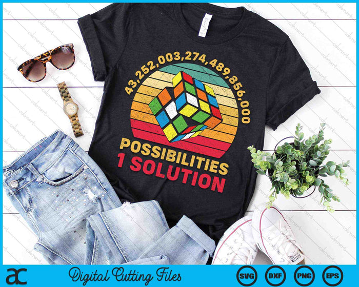 Puzzle Cube One Solution Speed Cubing Retro Math SVG PNG Digital Cutting Files