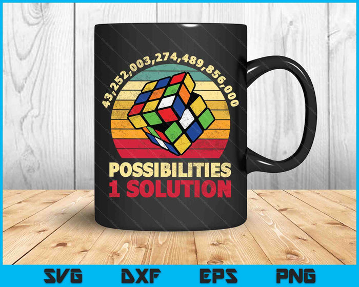 Puzzle Cube Funny One Solution Speed Cubing Retro Math SVG PNG Digital Cutting Files