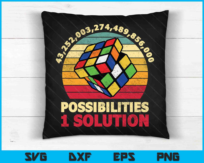 Puzzelkubus grappig één oplossing Speed ​​Cubing Retro Math SVG PNG digitale snijbestanden