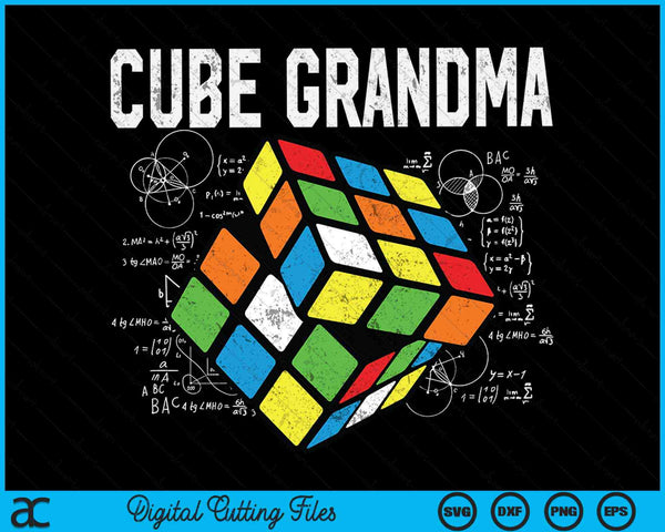 Puzzel kubus oma Speed ​​Cubing 80's jeugd Vintage wiskunde SVG PNG digitale snijbestanden