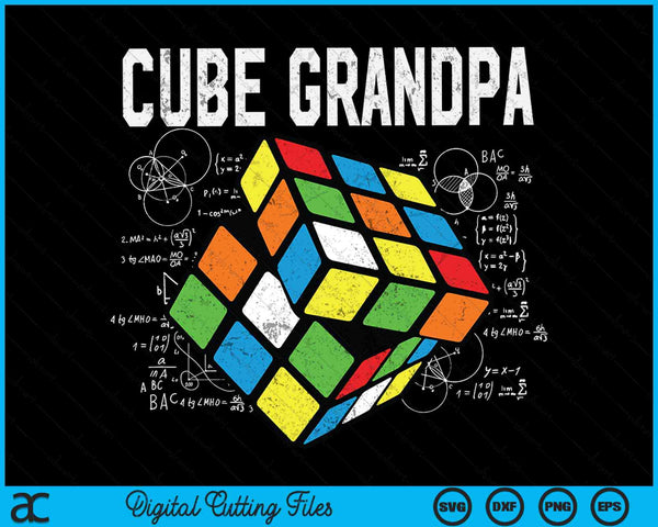 Puzzel kubus opa Speed ​​Cubing 80's jeugd Vintage wiskunde SVG PNG digitale snijbestanden