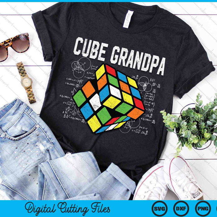 Puzzle Cube Grandpa Speed Cubing 80's Youth Vintage Math SVG PNG Digital Cutting Files