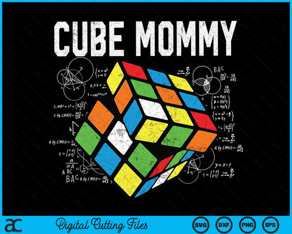 Puzzelkubus Mama Speed ​​Cubing 80's Jeugd Vintage Math SVG PNG Digitale Snijbestanden