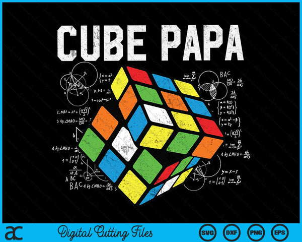 Puzzelkubus Papa Speed ​​Cubing 80's Jeugd Vintage Math SVG PNG digitale snijbestanden