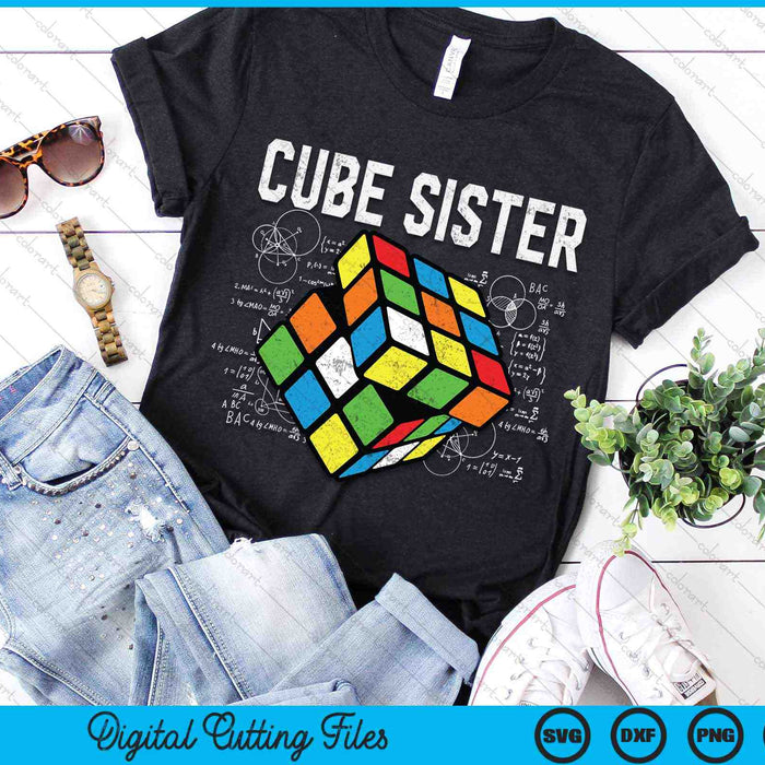 Puzzel Cube Sister Speed ​​Cubing 80's Jeugd Vintage Math SVG PNG digitale snijbestanden