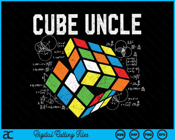 Puzzel kubus oom Speed ​​Cubing 80's jeugd Vintage wiskunde SVG PNG digitale snijbestanden