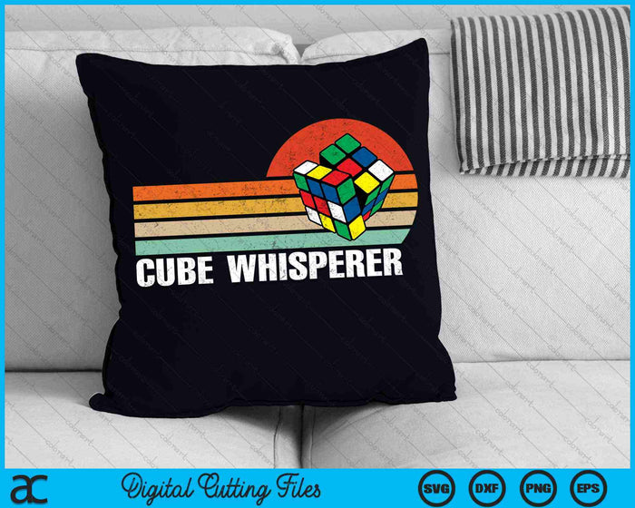 Puzzel Cube Whisperer Vintage Speed ​​Cubing Jeugd Math SVG PNG Digitale Snijbestanden