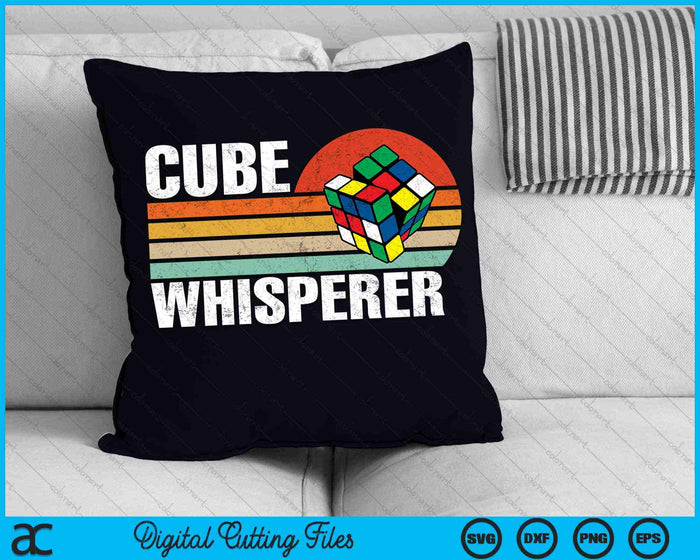 Puzzel Cube Whisperer Vintage Speed ​​Cubing Jeugd Math SVG PNG Digitale Snijbestanden