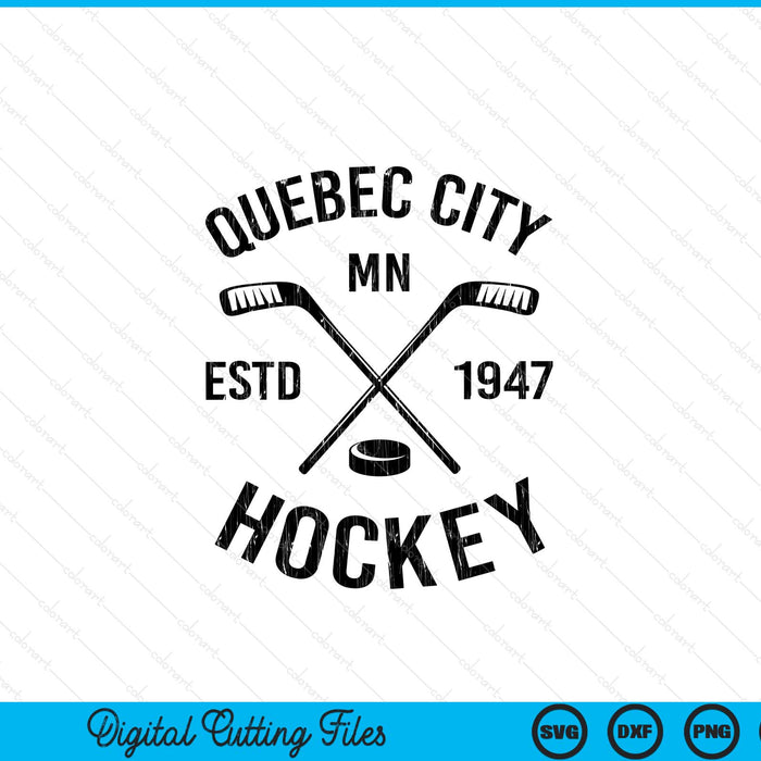 Quebec city Minnesota ice hockey sticks vintage SVG PNG cut file for Cricut