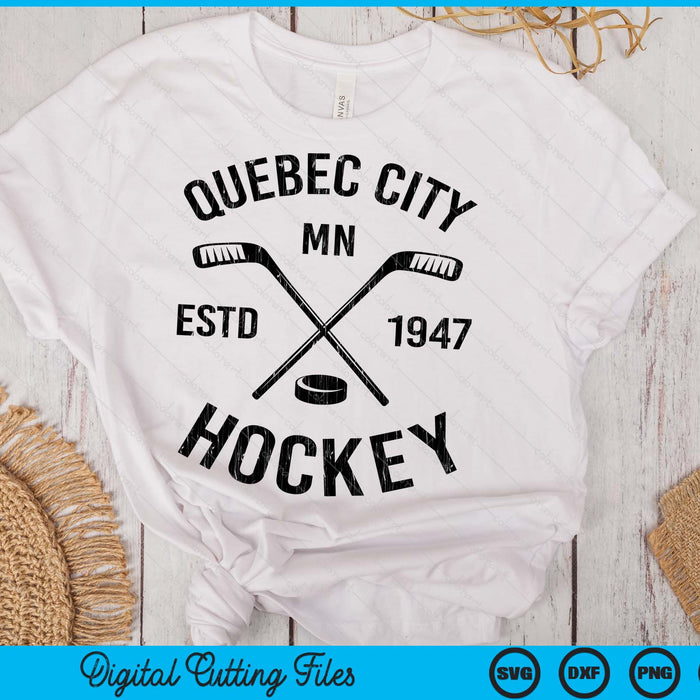 Quebec City Minnesota Ice Hockey Sticks Vintage Gift SVG PNG Digital Cutting Files