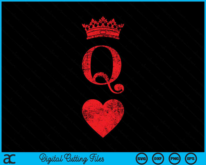 Queen Of Hearts Vintage Poker Playing Cards SVG PNG Digital Cutting Files