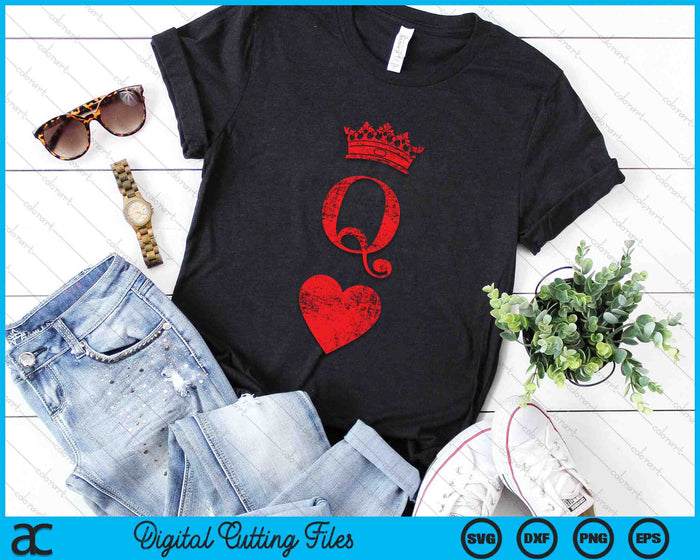 Queen Of Hearts Vintage Poker Playing Cards SVG PNG Digital Cutting Files