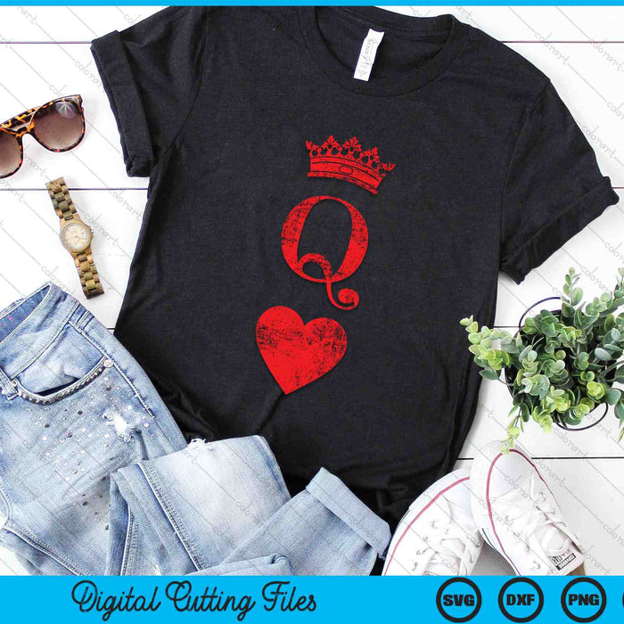 Queen Of Hearts Vintage Poker Playing Cards SVG PNG Digital Cutting Files