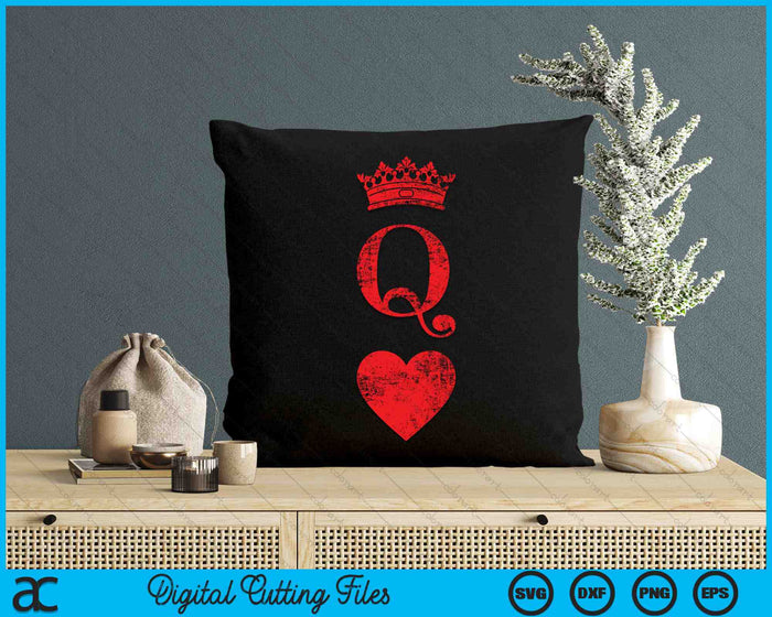 Queen Of Hearts Vintage Poker Playing Cards SVG PNG Digital Cutting Files