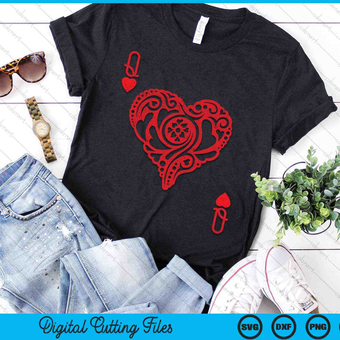 Queen of Hearts Texas Hold'em Poker Playing Card SVG PNG Digital Cutting Files