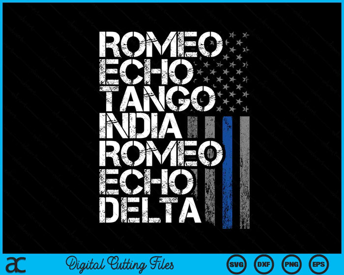 RETIRED Thin Blue Line Phonetic Code Police Retirement SVG PNG Digital Printable Files