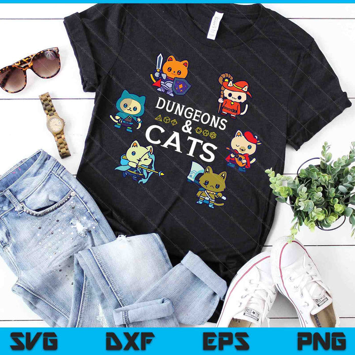 RPG Gamer And Cats D20 Dice Nerdy SVG PNG Digital Cutting Files