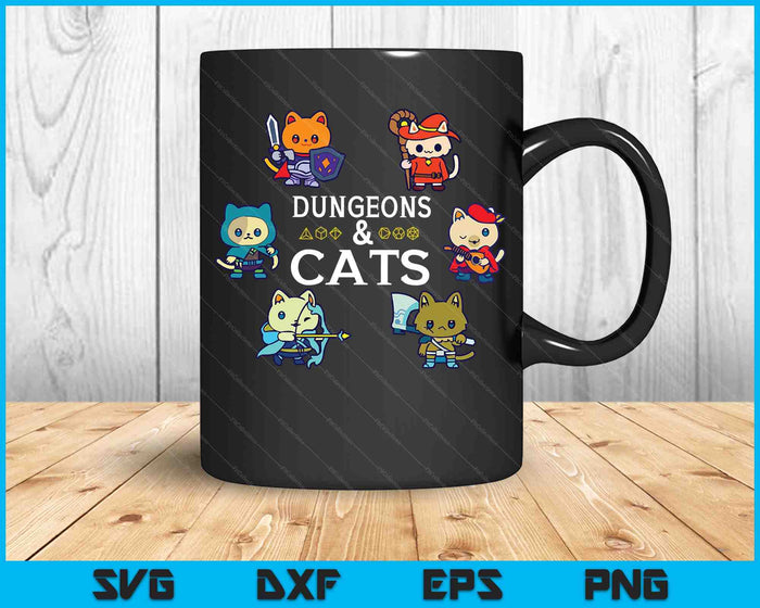 RPG Gamer And Cats D20 Dice Nerdy SVG PNG Digital Cutting Files