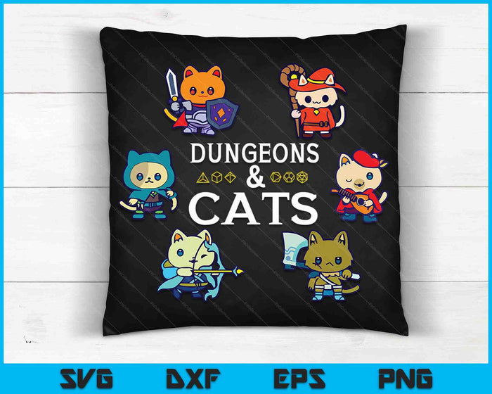 RPG Gamer And Cats D20 Dice Nerdy SVG PNG Digital Cutting Files