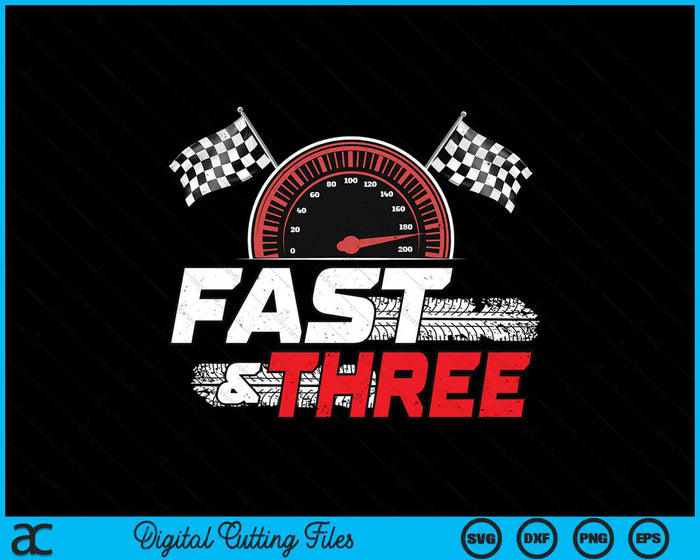 Race Car 3rd Birthday Boy 3 Year Old Racing Car Driver SVG PNG Digital Printable Files