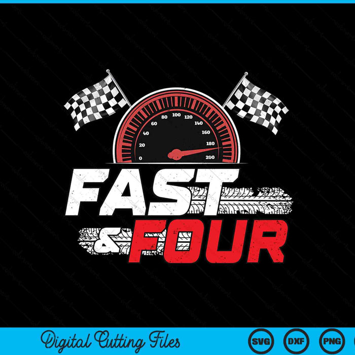 Race car 4th birthday boy 4 year old racing car driver SVG cut file
