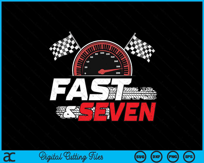 Race Car 7th Birthday Boy 7 Year Old Racing Car Driver SVG PNG Digital Printable Files