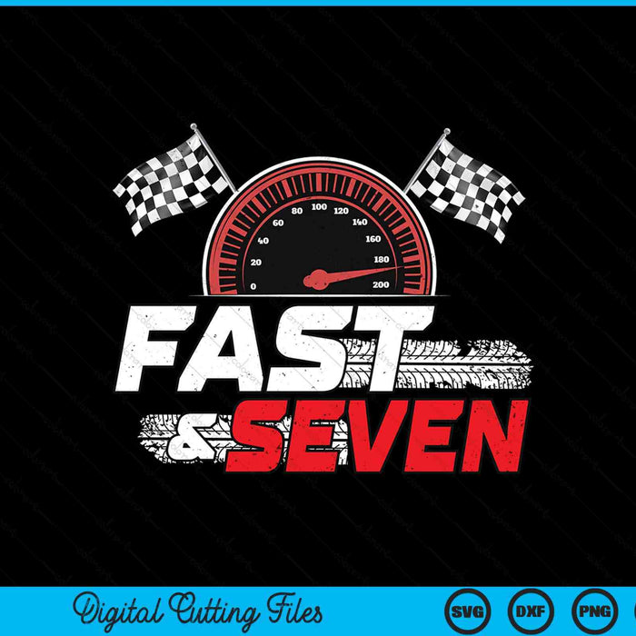 Race car 7th birthday boy 7 year old racing car driver SVG cut file