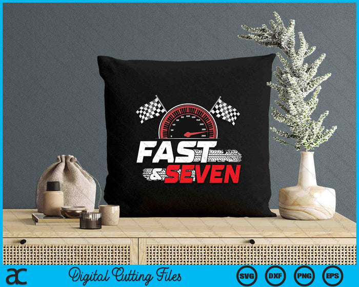 Race Car 7th Birthday Boy 7 Year Old Racing Car Driver SVG PNG Digital Printable Files