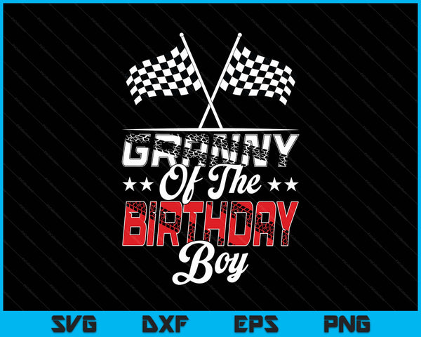 Race car granny of the birthday boy racing family pit crew SVG cut file