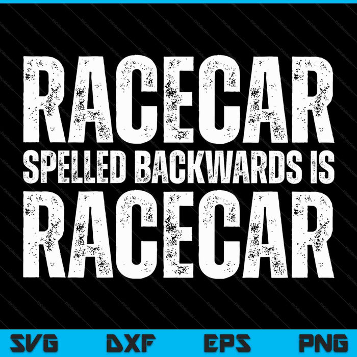 Raceauto achterstevoren gespeld is raceauto SVG PNG snijden afdrukbare bestanden