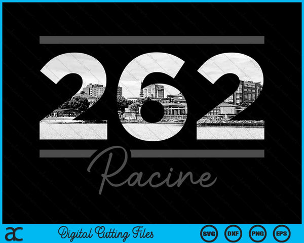 Racine 262 Area Code Skyline Wisconsin Vintage SVG PNG Digital Cutting Files