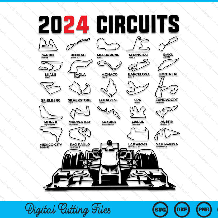 Racing Formula Circuit Track Car Fan Race Lover 2024 SVG PNG Digital Cutting Files