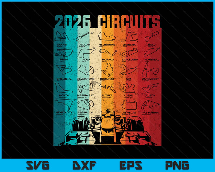 Racing Formula Track Circuit Car Fan Race Lover 2026 SVG PNG Digital Printable Files